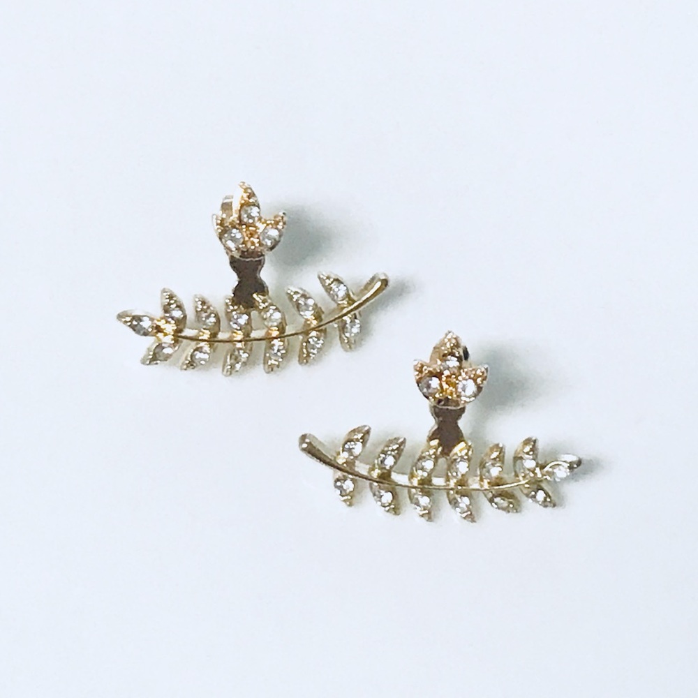 Gold & Crystal Ear Jacket Earrings